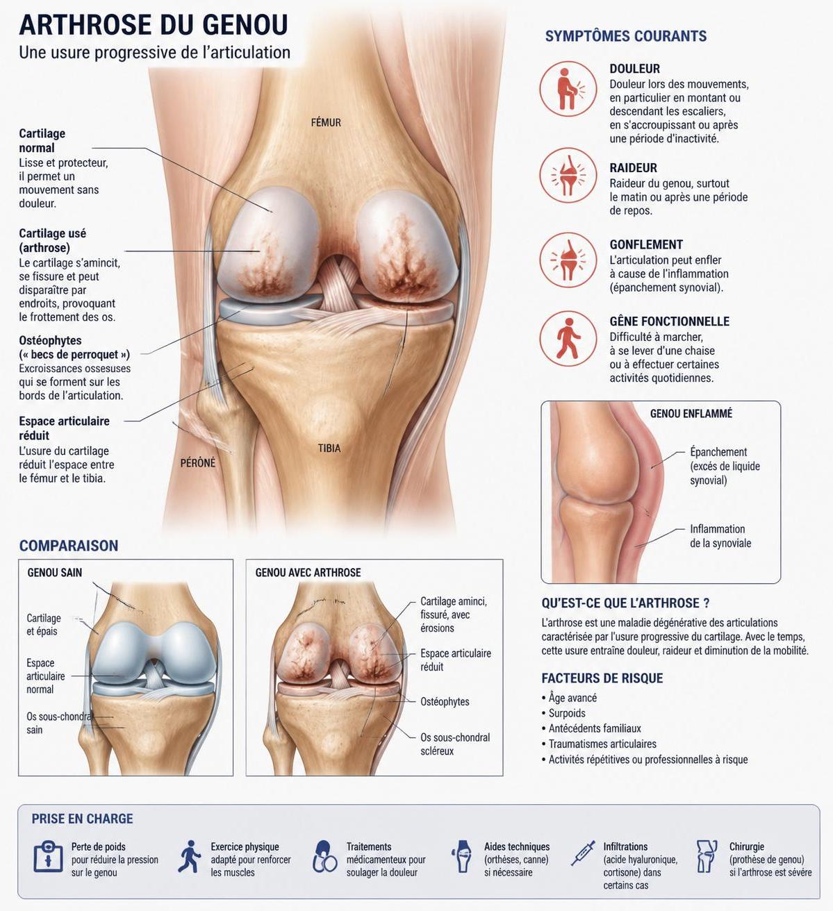 découvrez comment reconnaître les symptômes de l'arthrose du genou pour agir rapidement et prévenir l'aggravation de la douleur.