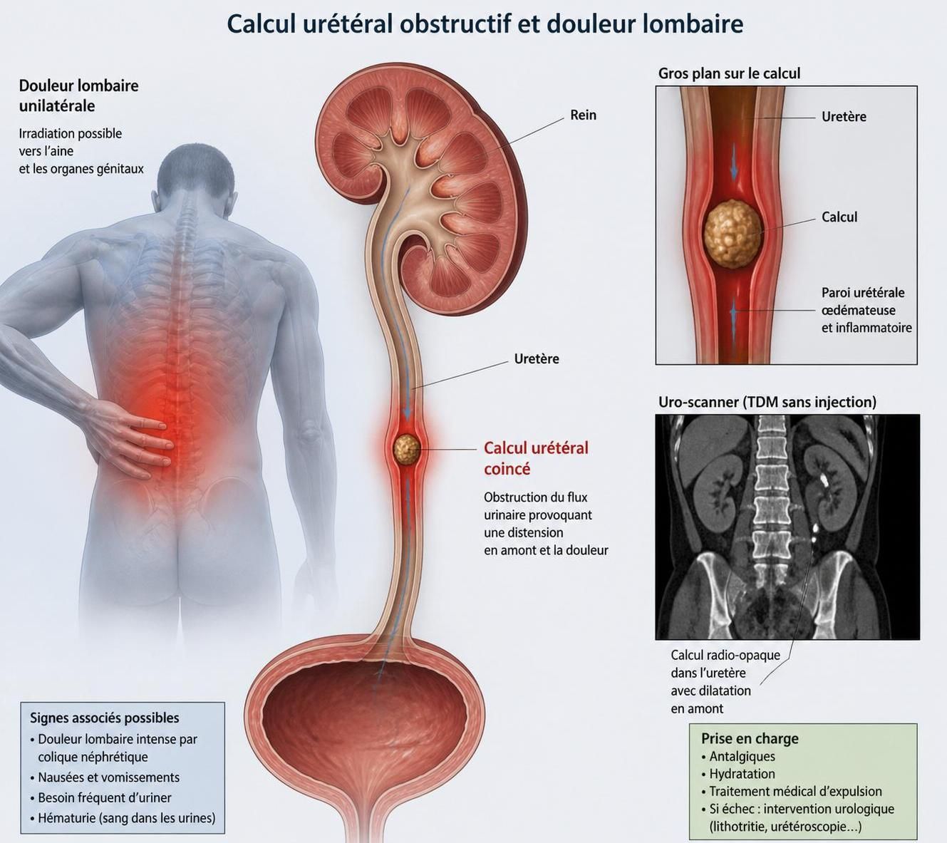 découvrez les symptômes alarmants d'un calcul coincé dans l'uretère et quand consulter rapidement pour éviter les complications.